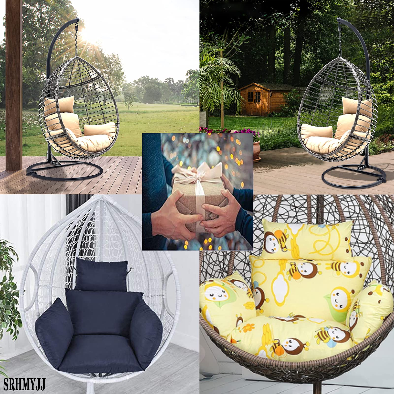Non-Slip Soft Wicker Rattan Swing Chair Cushion - Comfortable Egg Chair Seat Pad for Office, Indoor & Garden Decor - Perfect for Relaxation, Reading Nooks & Patio Lounging