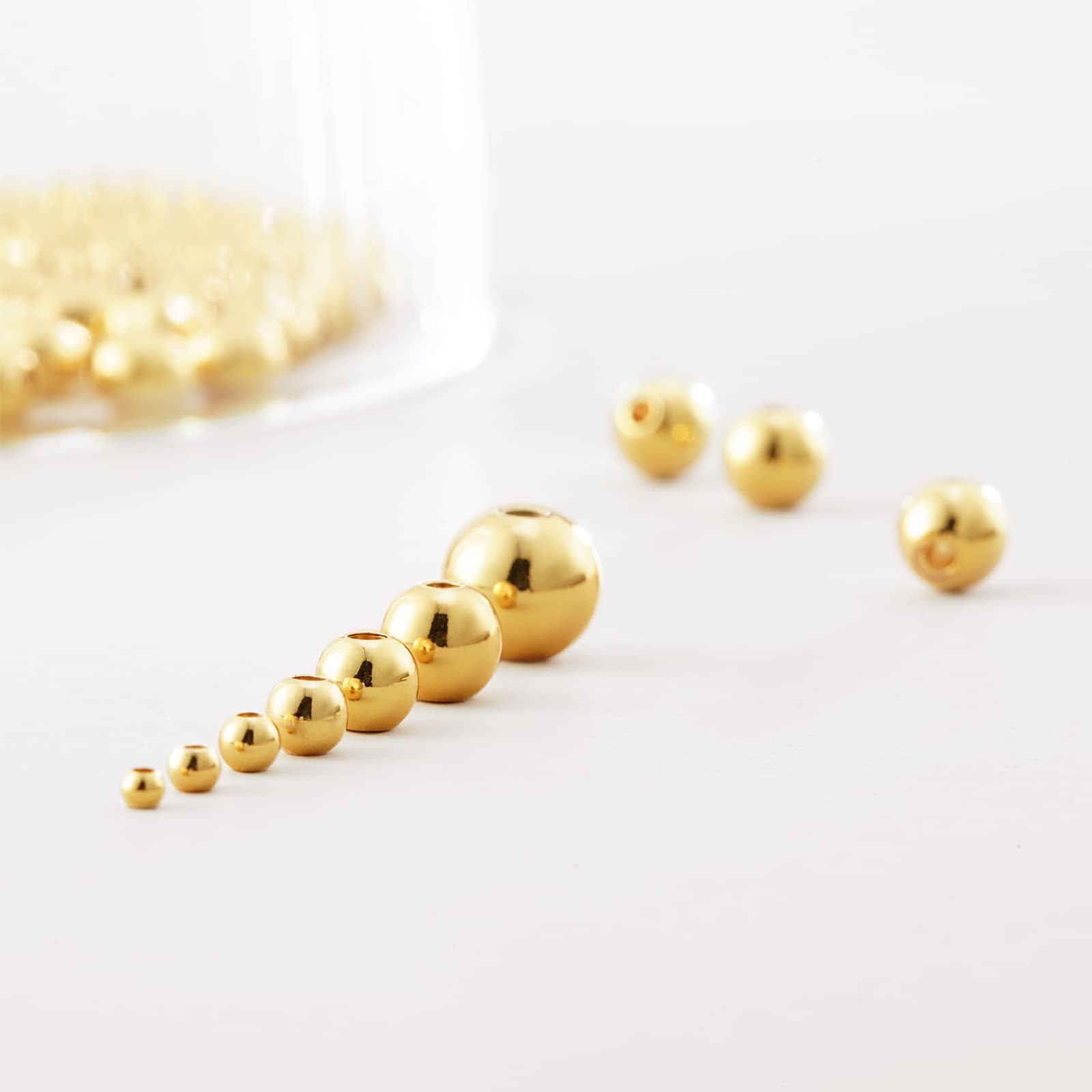 100pcs 6mm 14K Gold Plated Beads - Round Smooth Spacer Beads for Jewelry Making, Necklace, Bracelet & Earrings | Tarnish Resistant & Durable | Perfect for DIY Crafts, Gift Making & Boho Style Accessories