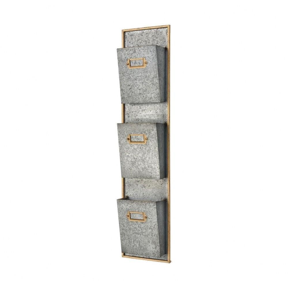 Sterling Home Whitepark Bay Pewter and Gold Wall Organizer - Stylish Multicolor Entryway & Bedroom Storage Solution for Keys, Mail & More