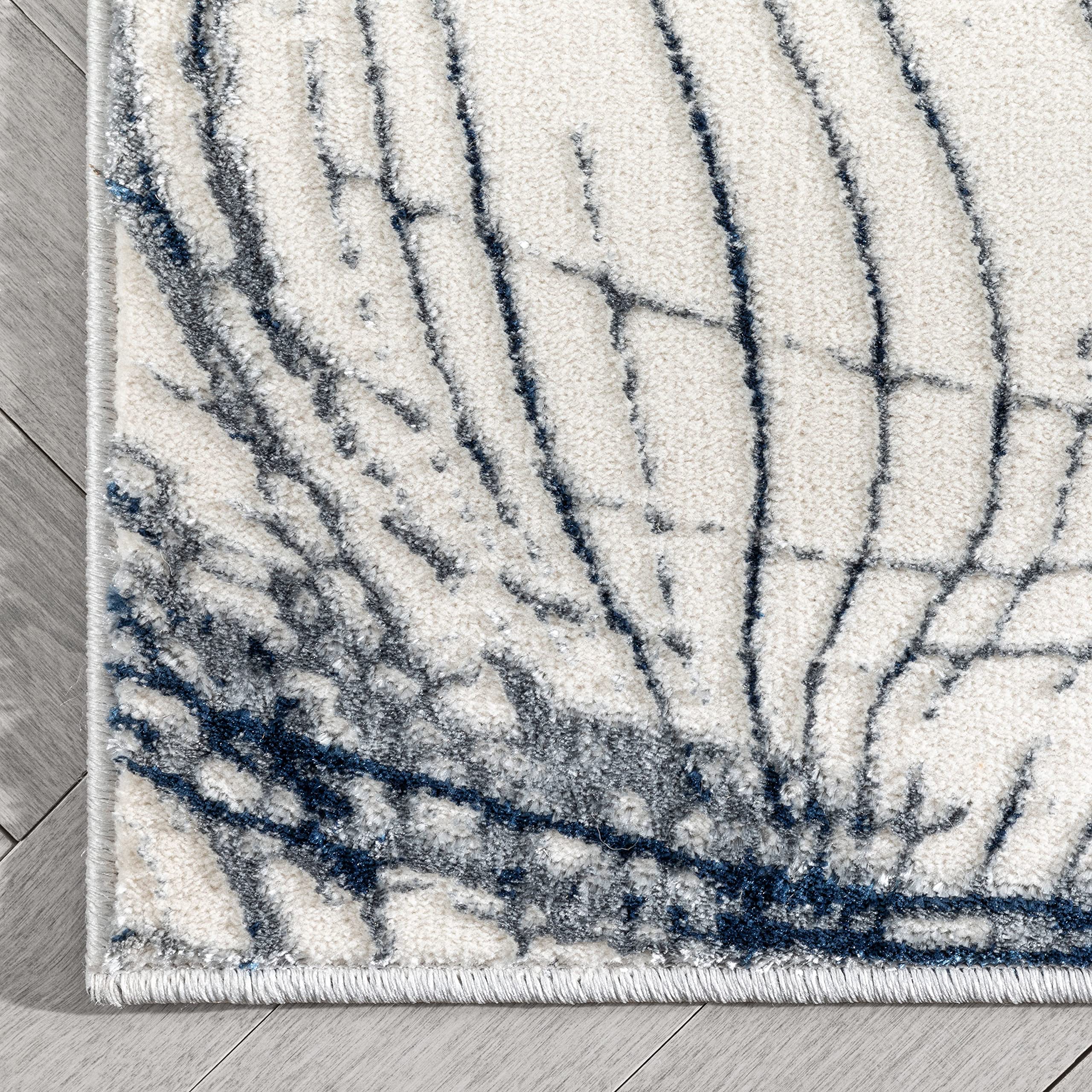 Well Woven Shoanae Abstract Blue Geometric Bubbles Soft Glam Area Rug 5x7 (5'3
