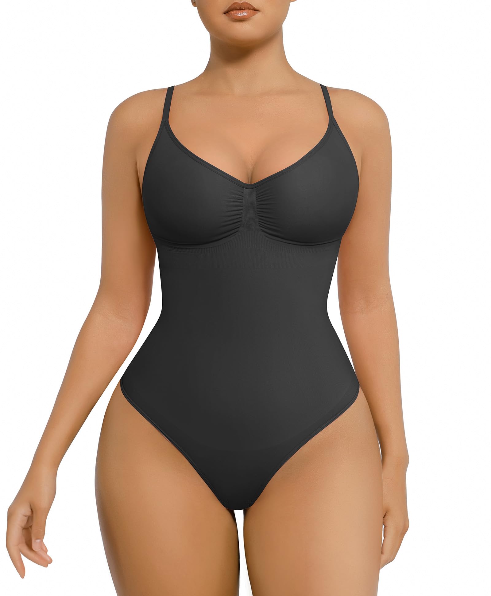 FeelinGirl High Waist Tummy Control Shapewear for Women - Sculpting Bodysuit with Snatched Waist & Thong Design - Black Plus Size 3XL-4XL - Perfect for Everyday Wear, Special Occasions & Postpartum Recovery