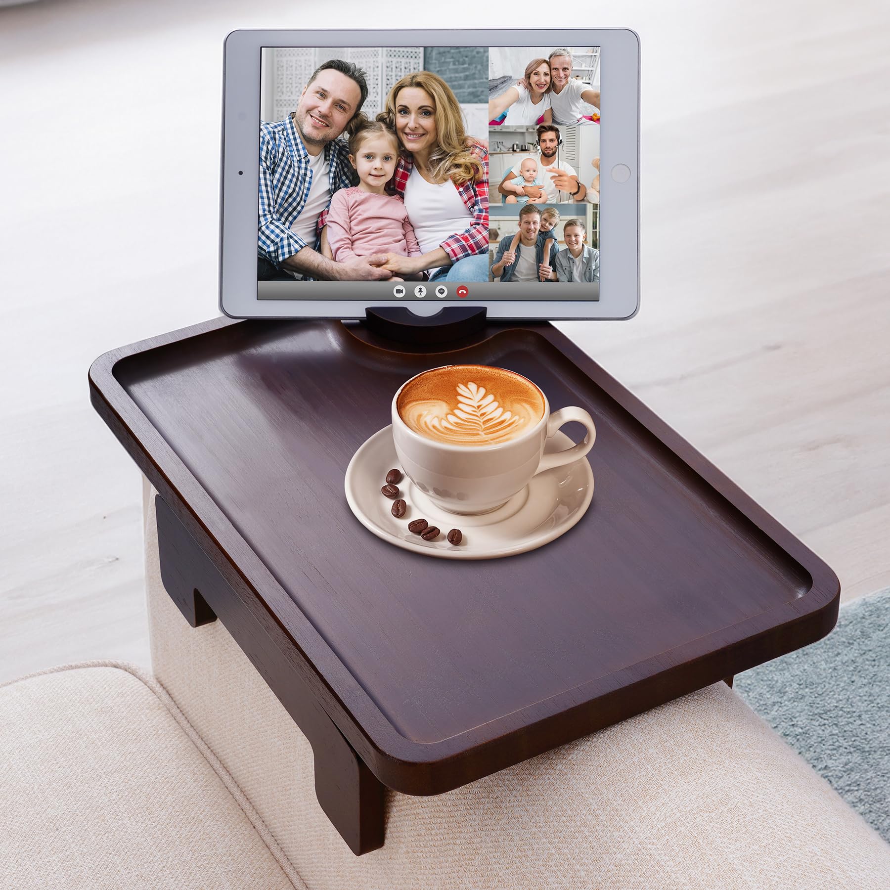 360° Rotating Foldable Couch Arm Tray - Bamboo Sofa Table for Drinks, Snacks & Fruits | Perfect for Watching TV, Reading & Relaxing on Sofa or Bed