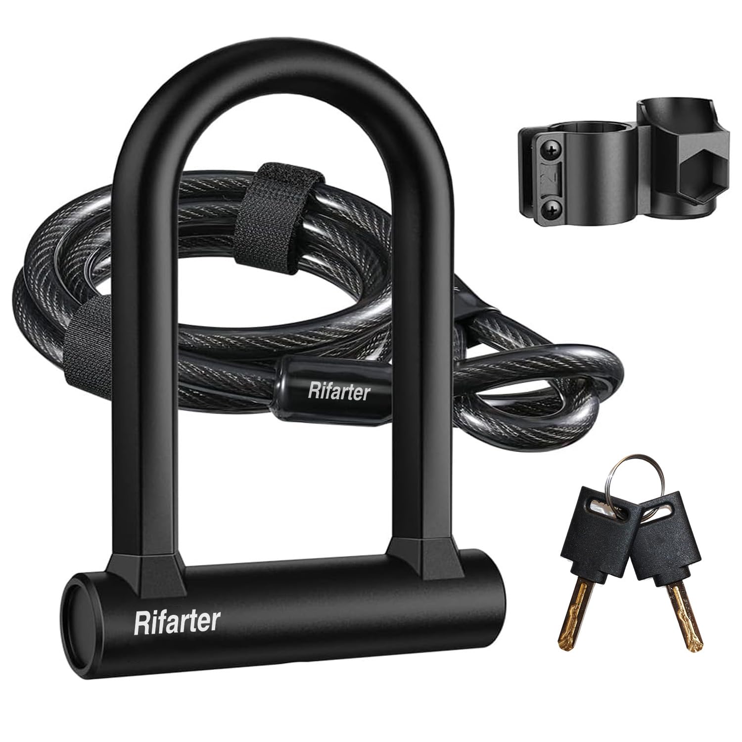 Heavy Duty Bike U Lock with 5ft Anti-Theft Cable & 2 Keys - Compact Silicone Coated Bicycle Security Lock for Road, Mountain & Folding Bikes (1 Pack) - Perfect for Urban Commuting, Campus & Outdoor Cycling