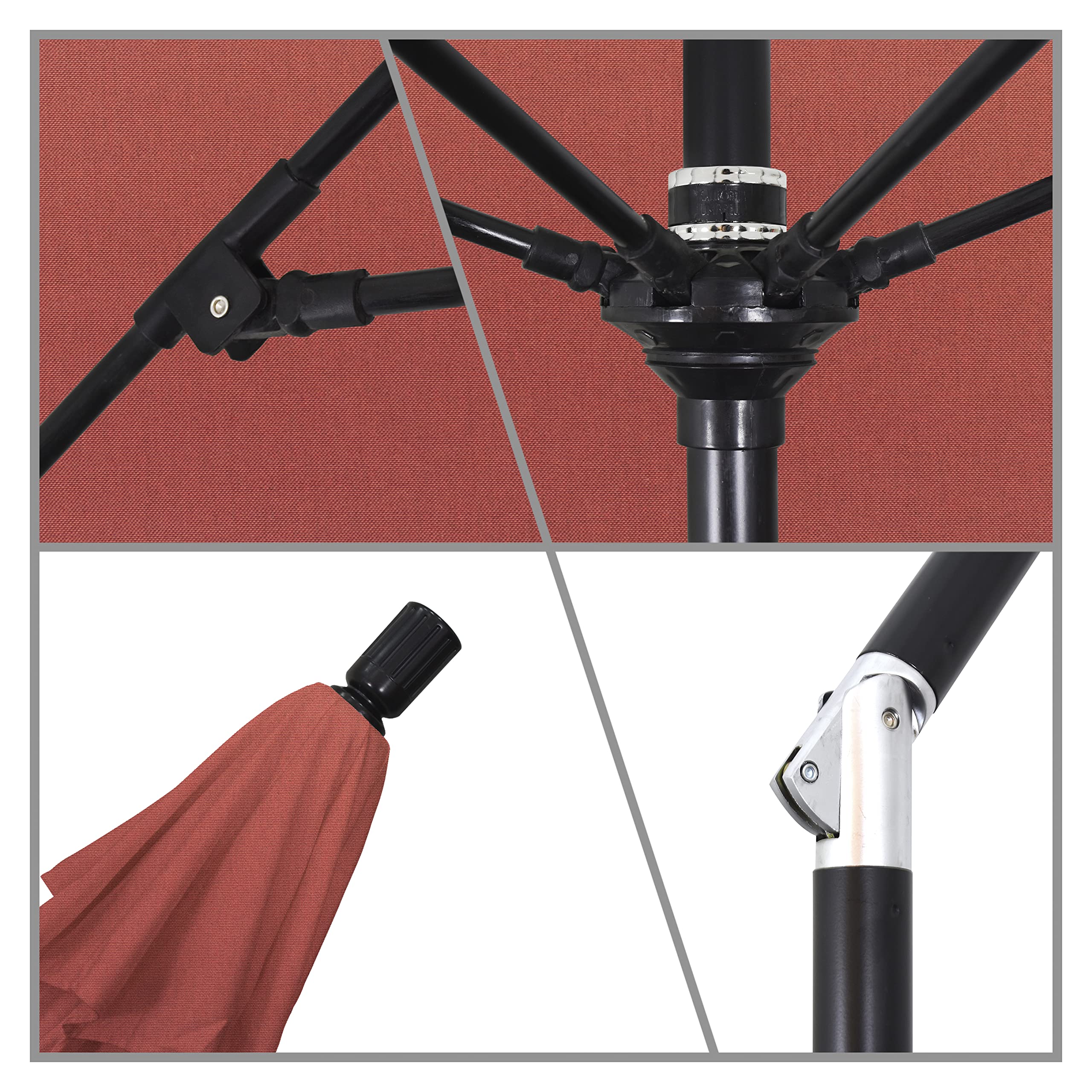 9' Round California Umbrella with Aluminum Pole & Fiberglass Ribs - Durable Outdoor Patio Umbrella for Backyard, Poolside, and Beach Use