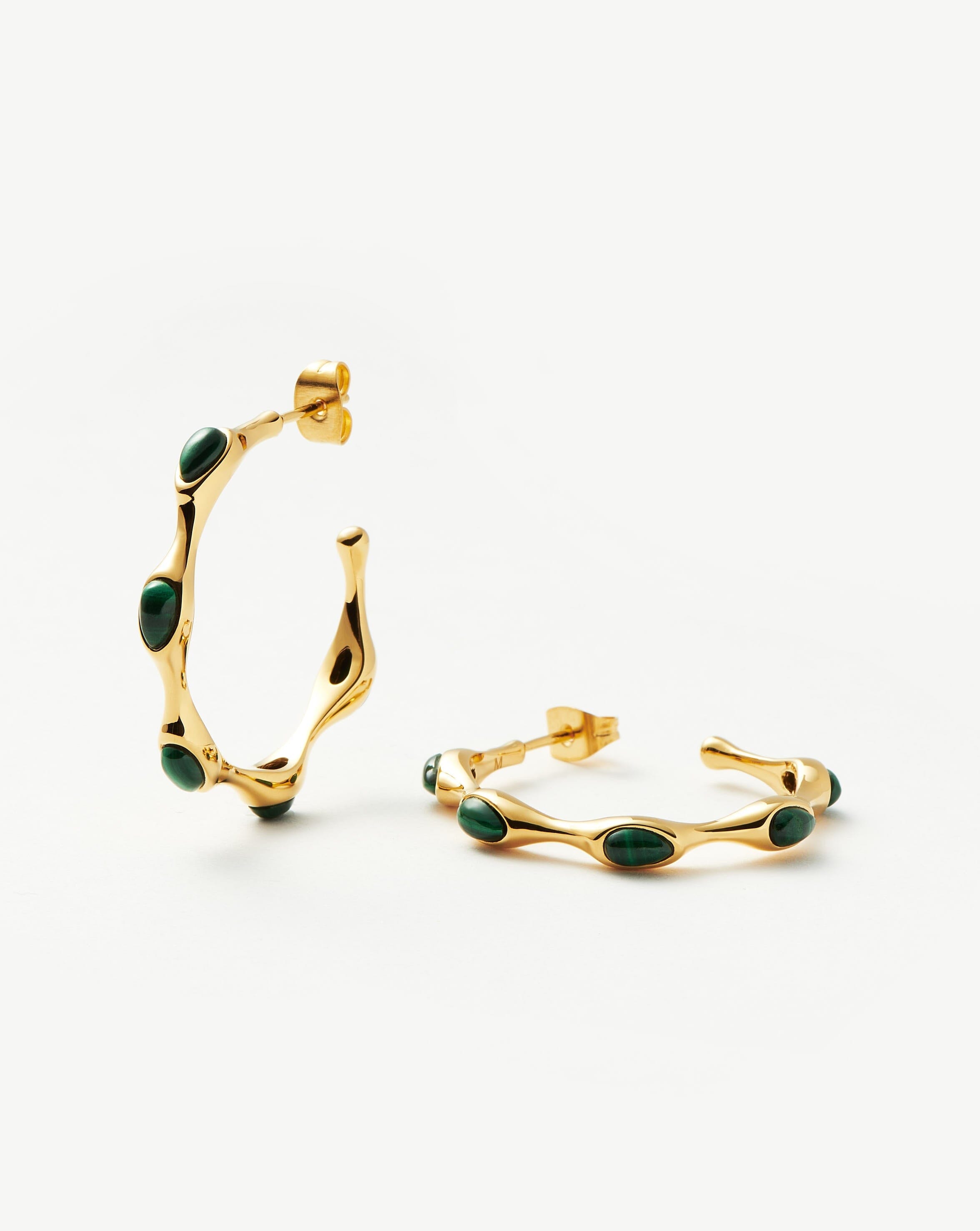 Magma Gemstone Medium Hoop Earrings - 18k Recycled Gold Plated Brass Jewelry for Women | Elegant Dangle Earrings for Party, Wedding & Everyday Wear