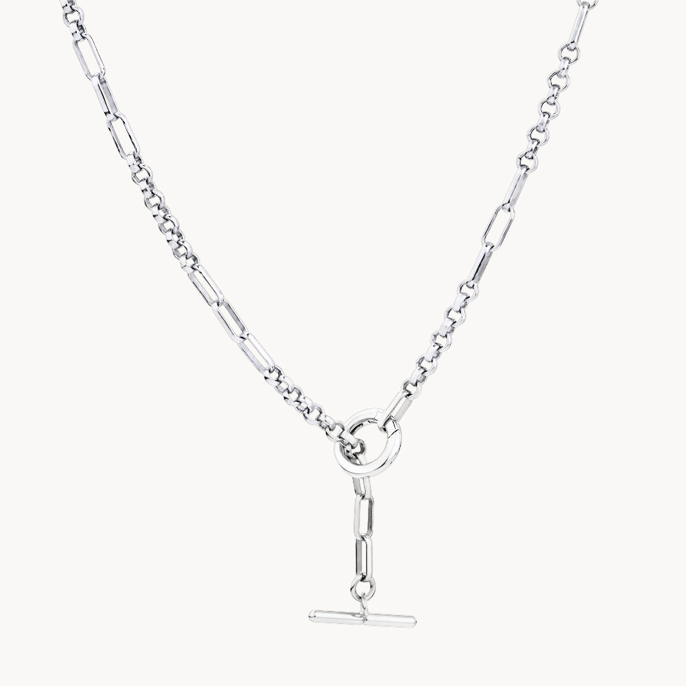 Silver Fob Fundamental Chain Necklace for Women - Elegant Layering Jewelry for Everyday Wear & Special Occasions