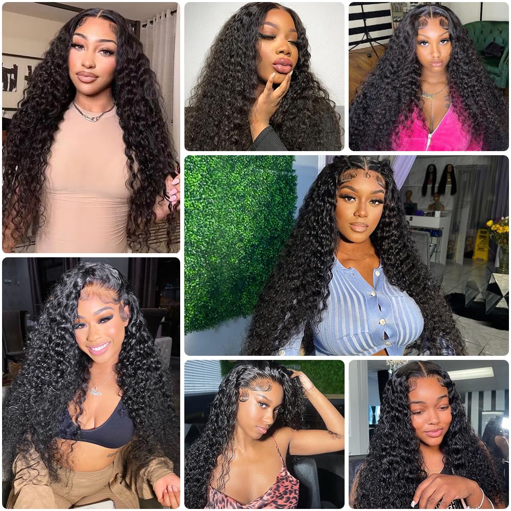 Pizazz 220% Density Glueless Deep Wave Human Hair Wigs for Black Women - 13x4 HD Transparent Lace Front Wig with Baby Hair & Natural Hairline (24 Inch) - Perfect for Daily Wear, Parties & Special Occasions