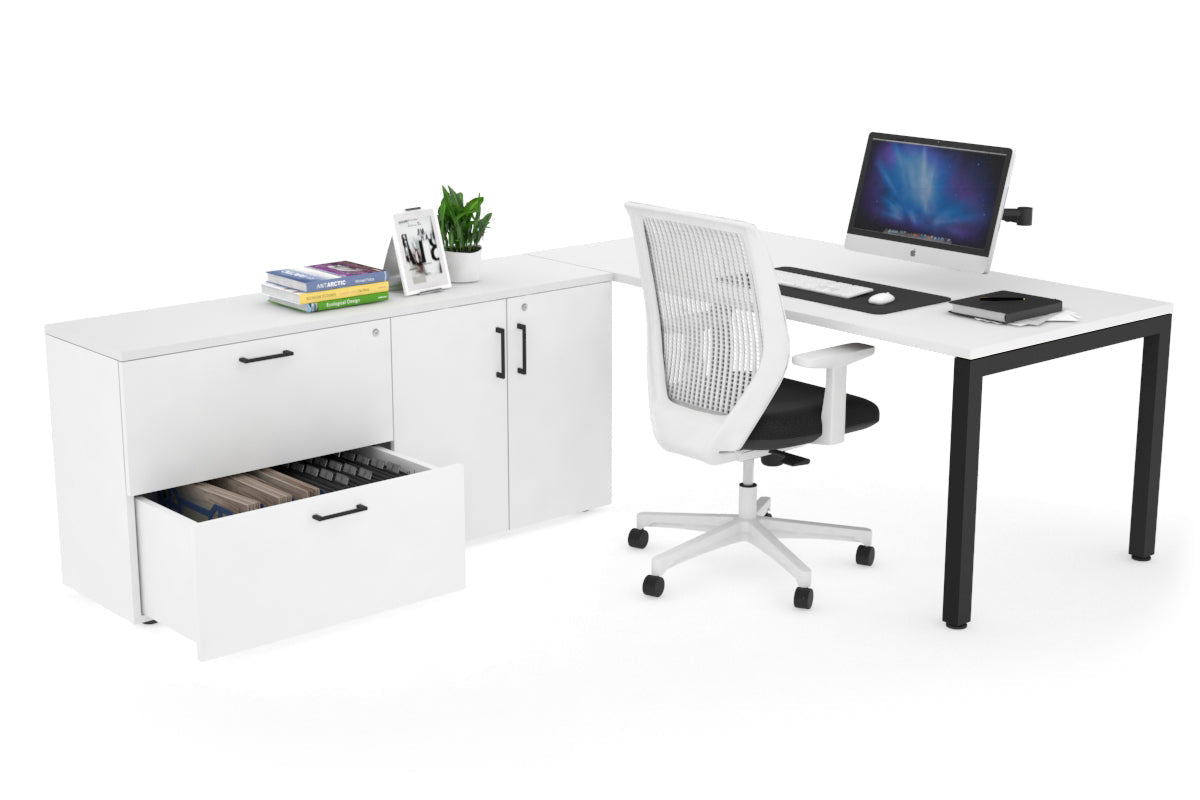 Quadro Square Executive Black Frame Office Desk [1800L x 700W] - Modern Workspace Solution for Home & Business Offices