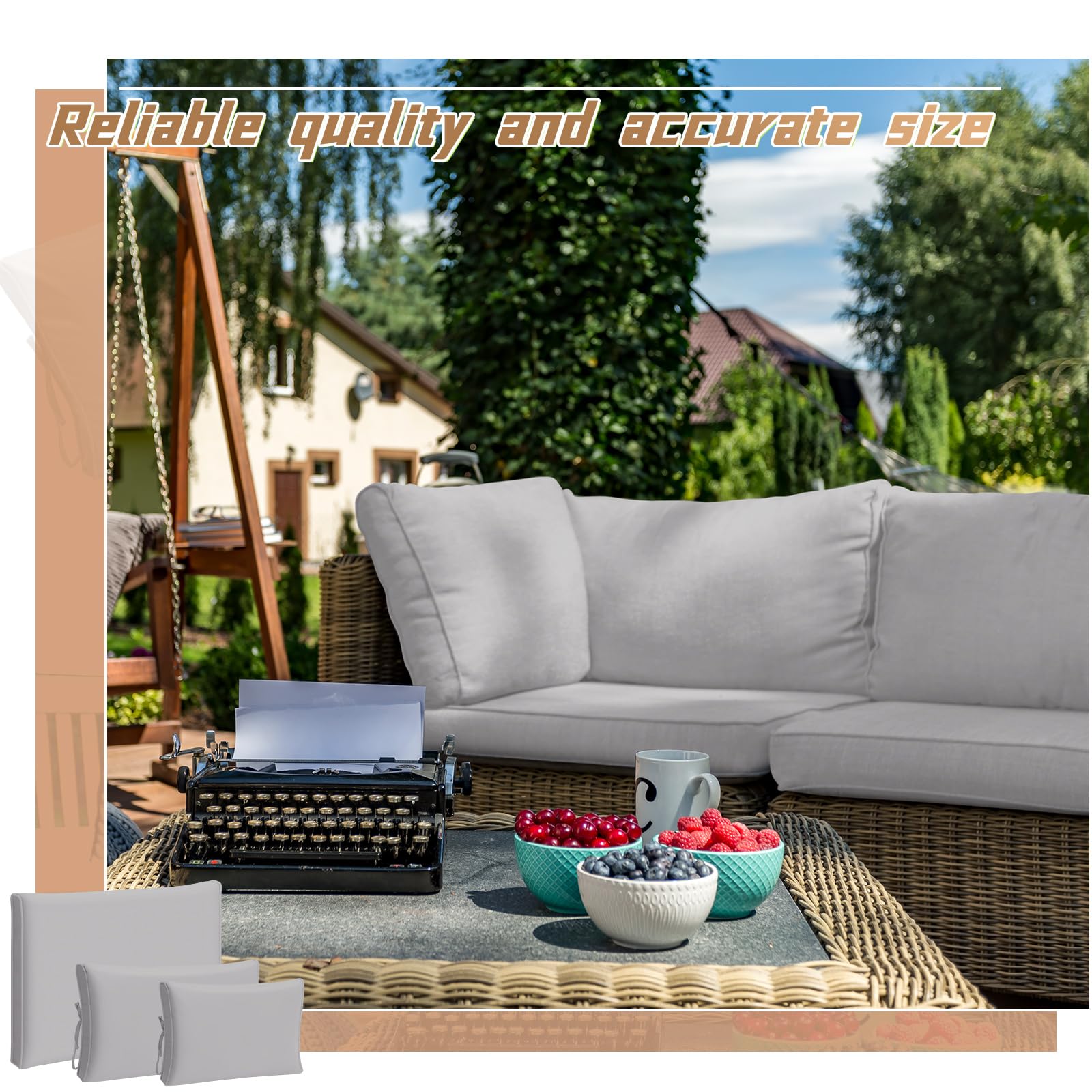 Patelai 11-Piece Outdoor Sectional Cushion Covers Set - Waterproof Patio Sofa Slipcovers for Furniture (3 Sizes, Light Gray) - Perfect for Backyard, Deck & Poolside Lounge