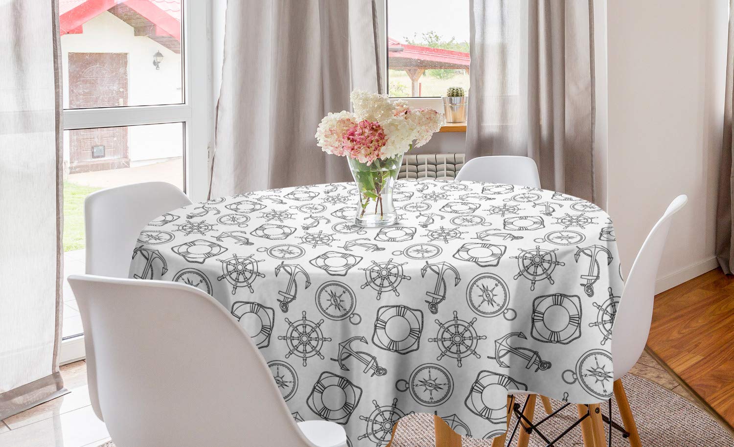 Ambesonne Nautical Round Tablecloth - 60