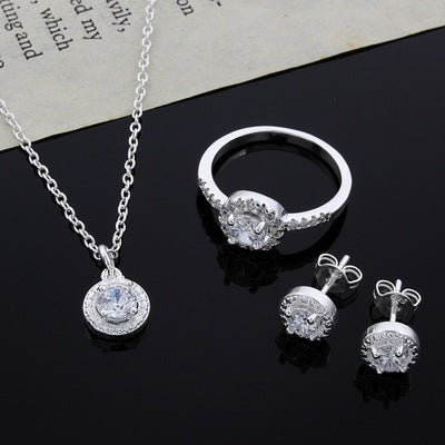 Exquisite Zircon Jewelry Set for Women - Elegant Necklace, Earrings & Bracelet - Perfect for Weddings, Parties & Special Occasions