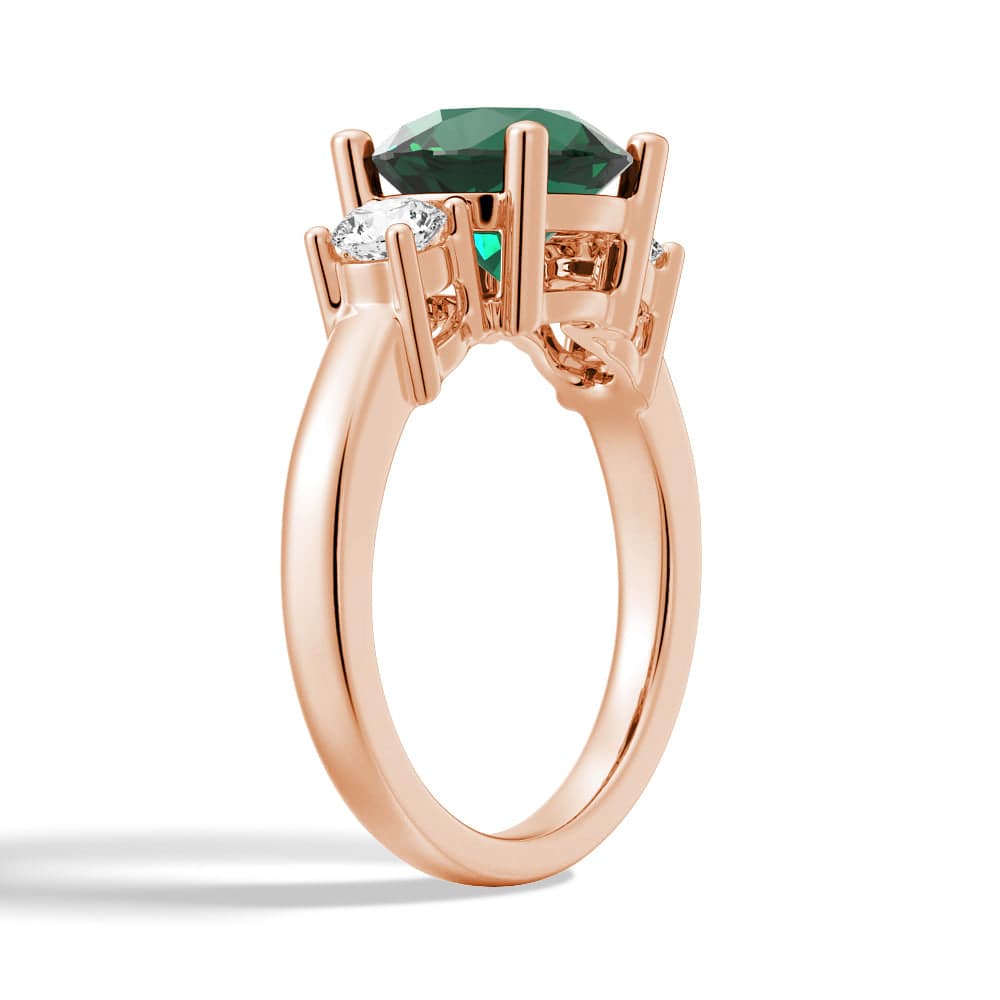 1.5 CT Classic Three Stone Emerald & White Sapphire Ring for Women - Elegant Wedding, Engagement & Anniversary Jewelry Gift