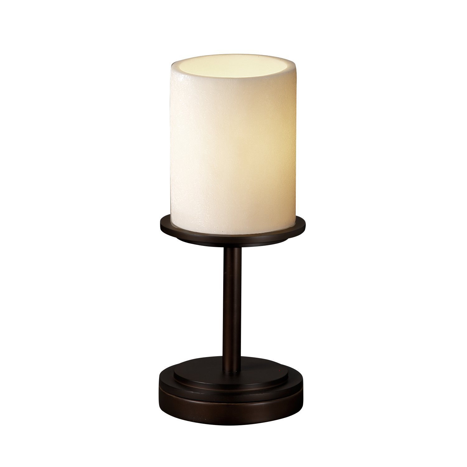 Justice Design Group CandleAria 1-Light Table Lamp - Dark Bronze Finish with Cream Faux Candle Resin Shade - Elegant Home Decor for Living Room, Bedroom & Office Lighting