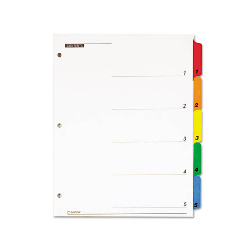 OneStep Printable Table of Contents Dividers with Tabs - 1 to 5 Index Tabs for Letter Size Documents | Perfect for Office Organization, Binder Dividers & Filing Systems