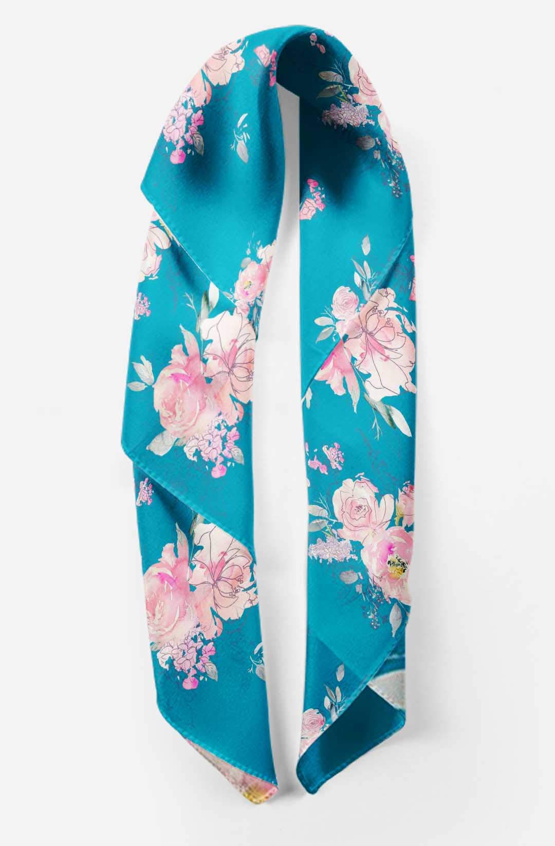 Bimba Printed Pure Silk Scarf for Women - Elegant Hair Neck Head Bandana Wrap - Perfect for Office, Travel, and Special Occasions