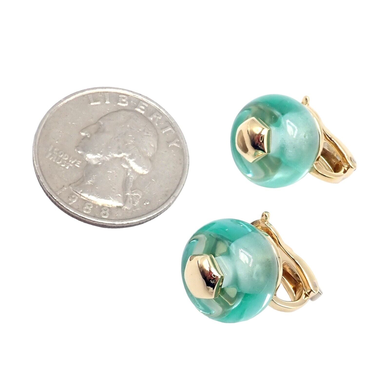 Authentic Vintage Marina B 18k Yellow Gold Pneu Crystal Earrings - Luxury Jewelry for Women, Perfect for Parties, Weddings & Special Occasions