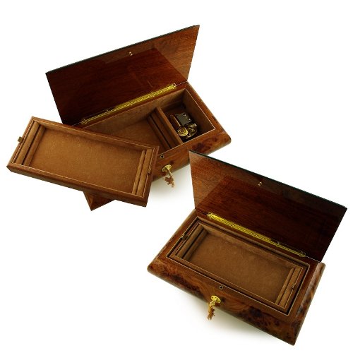 36-Note Grand Musical Jewelry Box with Floral Design & Lift-Up Tray - Plays Invitation to Dance & Schonbrunner Waltz - Perfect for Gift Giving, Jewelry Storage & Home Décor