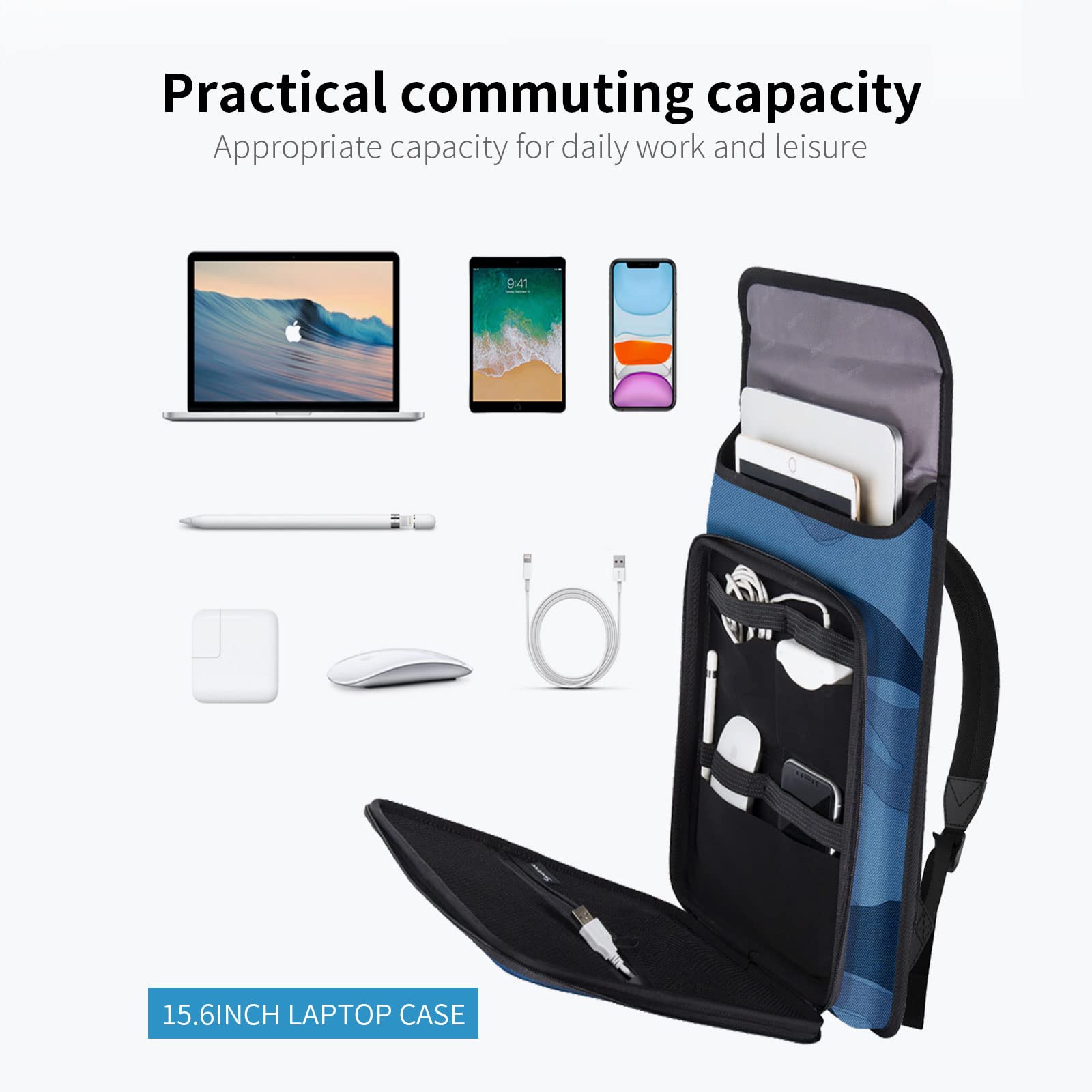 Smatree 16 Inch Durable Laptop Backpack for MacBook Pro 2021-2023 (A2485/A2991/A2780), Lenovo Yoga 7i/7, Dell Inspiron 16/16 Plus - Water-Resistant Travel Backpack with Padded Compartment (Navy Blue) | Perfect for Business Trips, College & Daily Commute