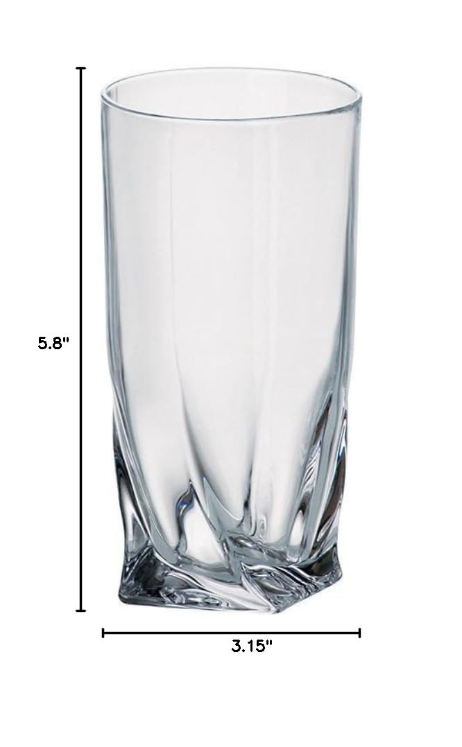 Premium Barski Crystal Highball Glasses - 11.75 oz Set of 6 - Elegant Twist Bottom Design - European Made - Perfect for Cocktails, Whiskey & Home Bar Entertaining