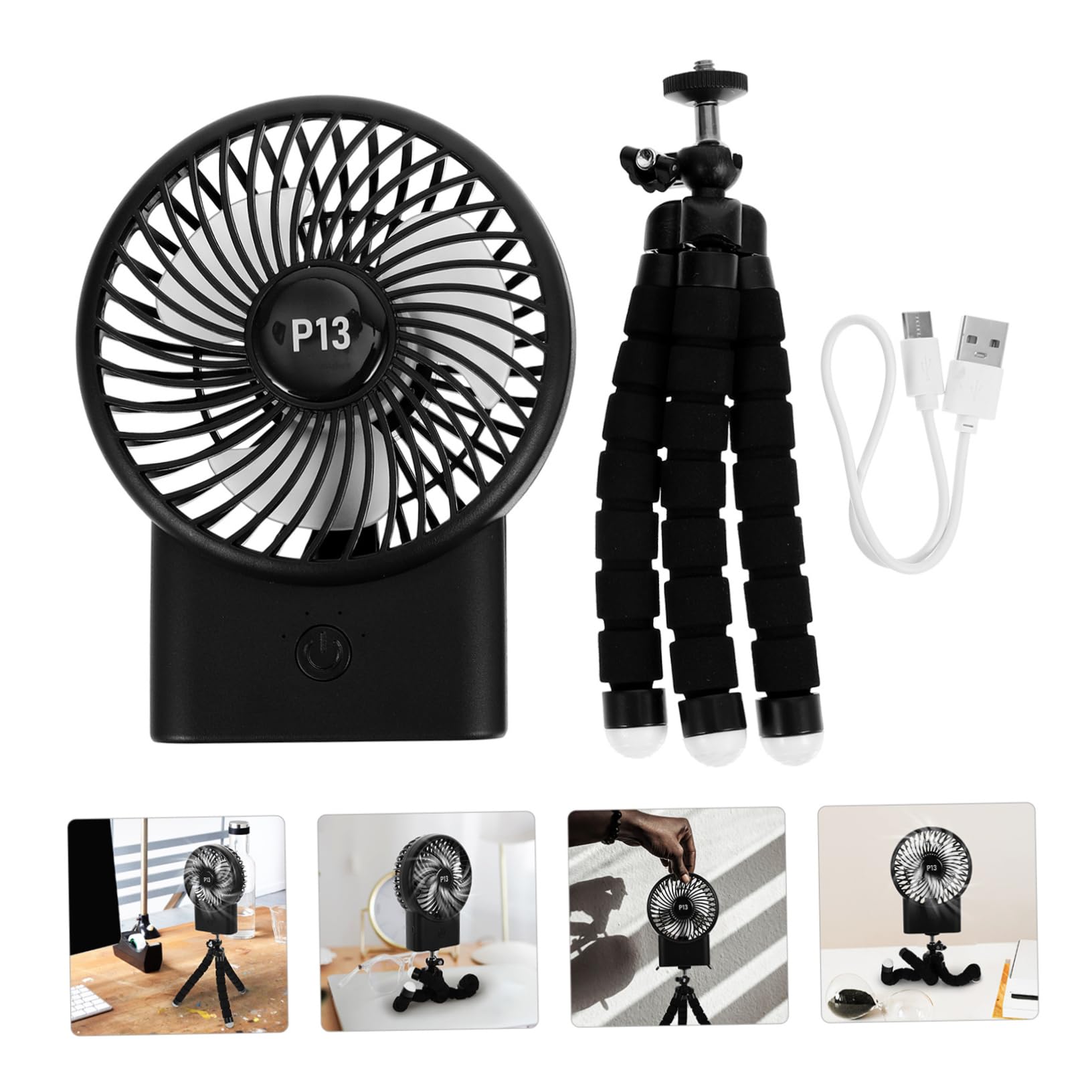 HEMOTON 5-Pack Portable Octopus Fan - USB Rechargeable Mini Fan for Travel, Camping, Stroller, Baby Seat & Office - Quiet Cooling Fan with Flexible Arms for Personal Use Anywhere