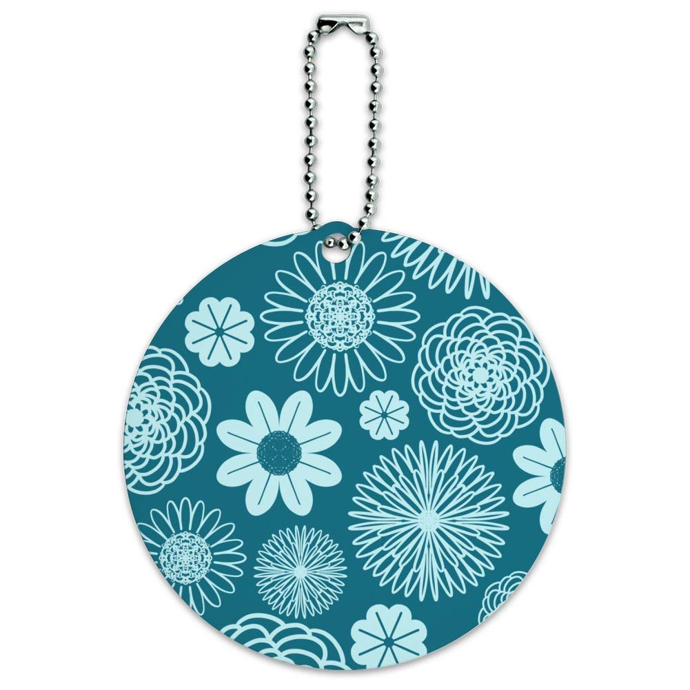 Geometric Flower Pattern Round Luggage ID Tag - Waterproof Suitcase Name Tag for Travel Bags & Carry-Ons - Perfect for Airports, Business Trips & Vacation Identification
