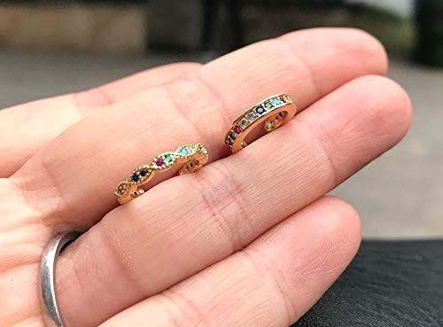 Trendy Cubic Zirconia Ear Cuffs - Colorful CZ Non-Pierced Clip-On Earrings for Conch, Dainty & Simple Design | Perfect for Parties, Weddings & Everyday Wear