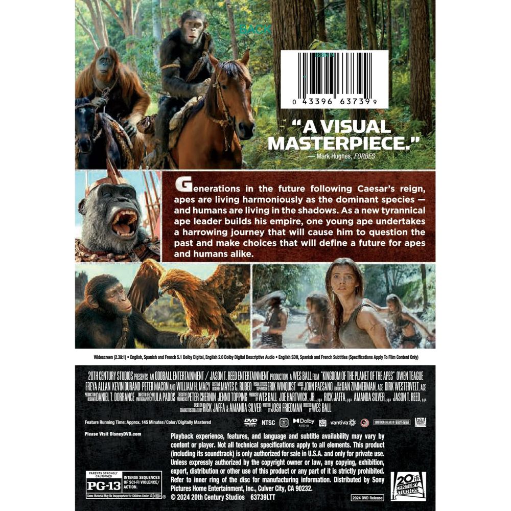 20th Century Fox Kingdom of the Planet of the Apes DVD - Sci-Fi Action Movie Collection - Perfect for Movie Nights & Sci-Fi Fans