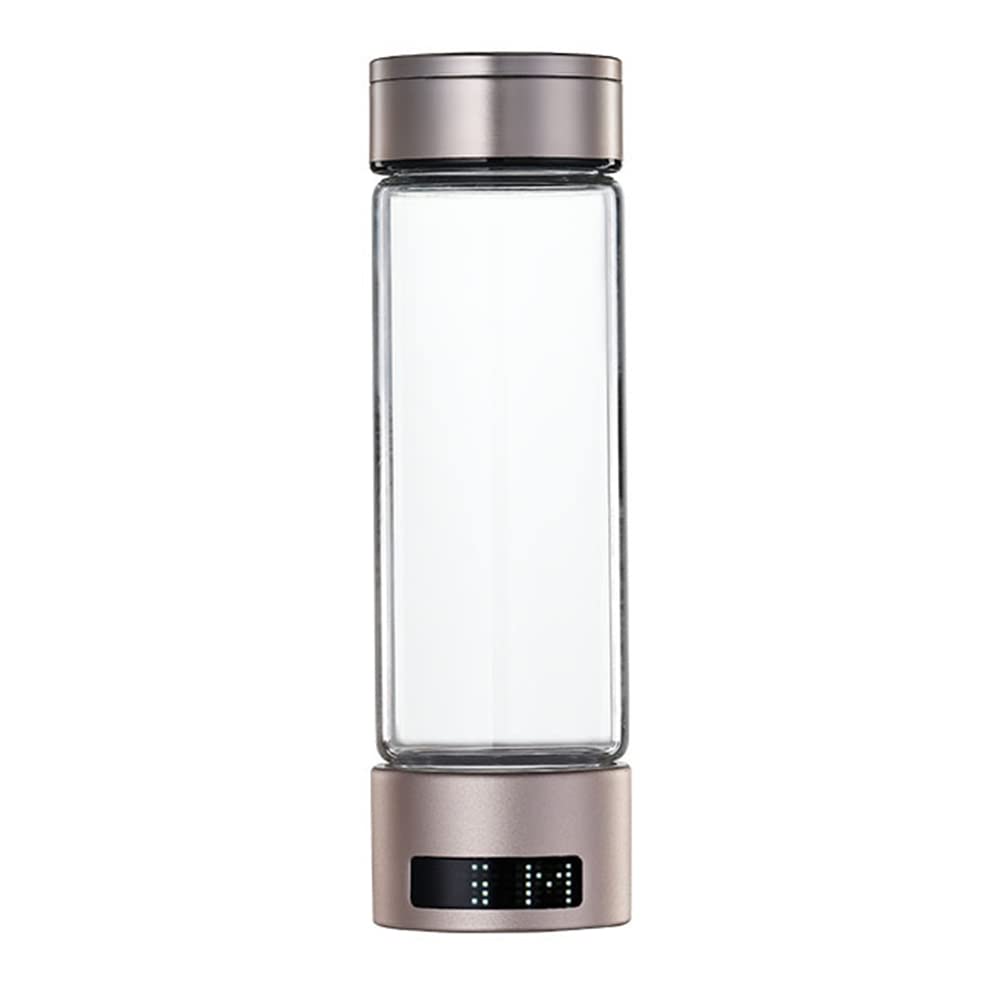 Portable Hydrogen Rich Water Cup with Smart Display - USB Rechargeable Electrolysis Generator, Glass Ionized Water Bottle for Home, Office & Travel Hydration