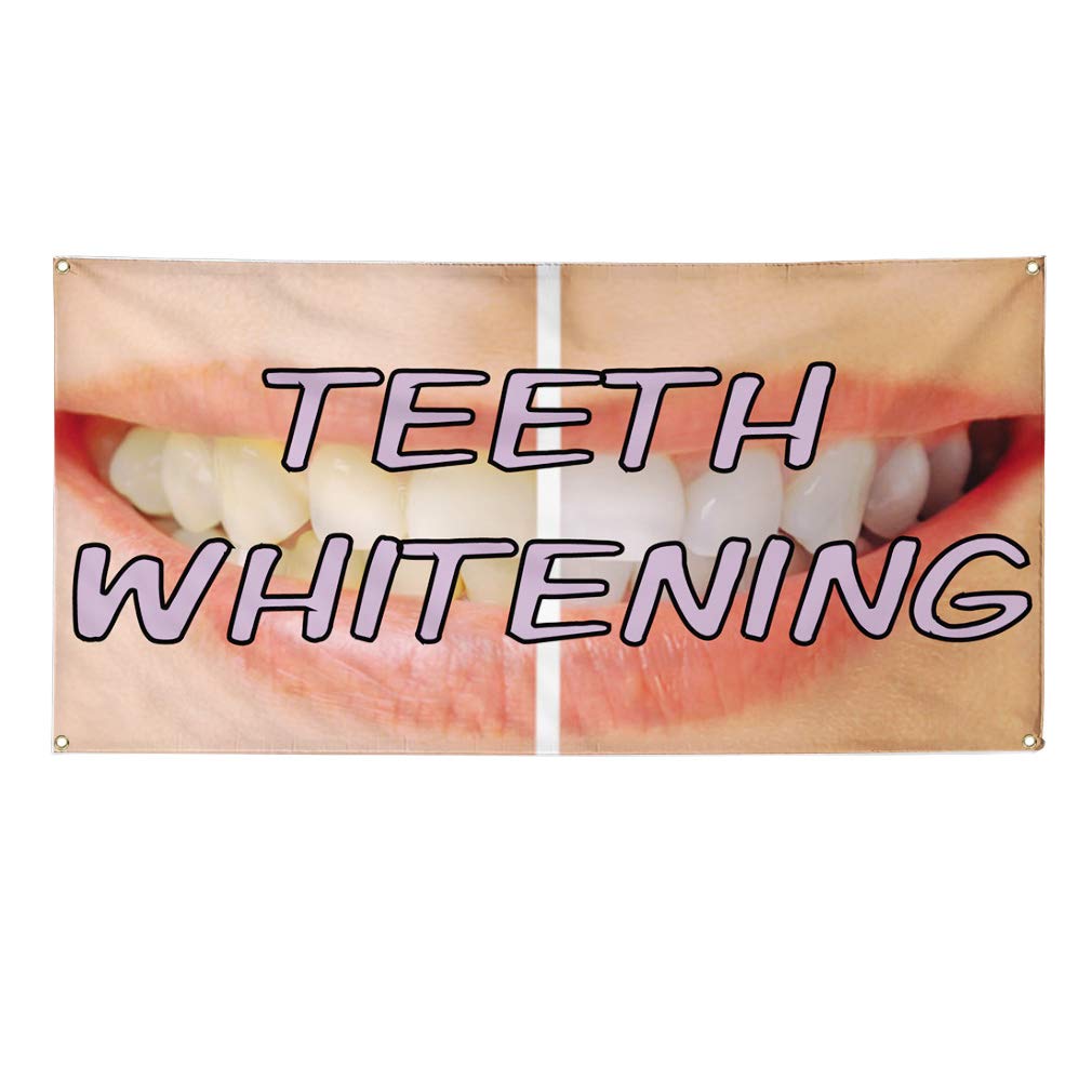 Premium Vinyl Banner - 16x40 Inches with 4 Grommets | Weatherproof Outdoor Advertising Sign for Teeth Whitening, Healthcare & Industrial Yard Use | Durable Printing for Business Promotion & Events