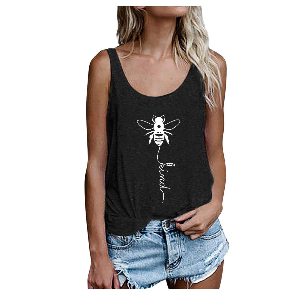Vedolay Women's Letter Printed Sleeveless Crop Tank Top - Soft Loose Fit Workout Blouse & Fashion Tee for Gym, Yoga, Summer Outfits and Casual Wear