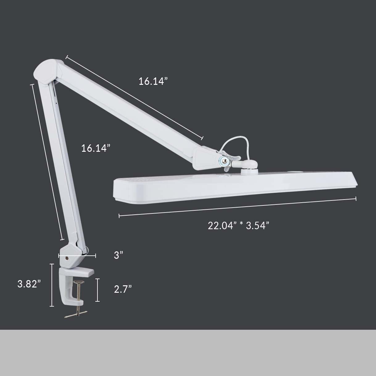 Neatfi XL 2500 Lumens LED Desk Lamp with Clamp - 22 Inch Wide Adjustable Dimmable Light, 3 Color Modes & 4 Brightness Levels - Perfect for Home Office, Study, Crafting, Nail Art & Hobbies (CCT, White) - Ideal for Reading, Working & Detailed Tasks