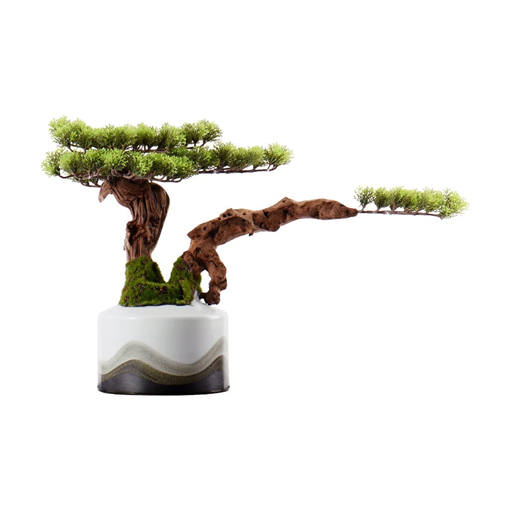Artificial Bonsai Tree - Realistic Simulation Welcome Pine with Ceramic Pot, Fake Plant for Home & Office Decor - Perfect for Living Room, Coffee Table, Hotel Lobby & Indoor Spaces