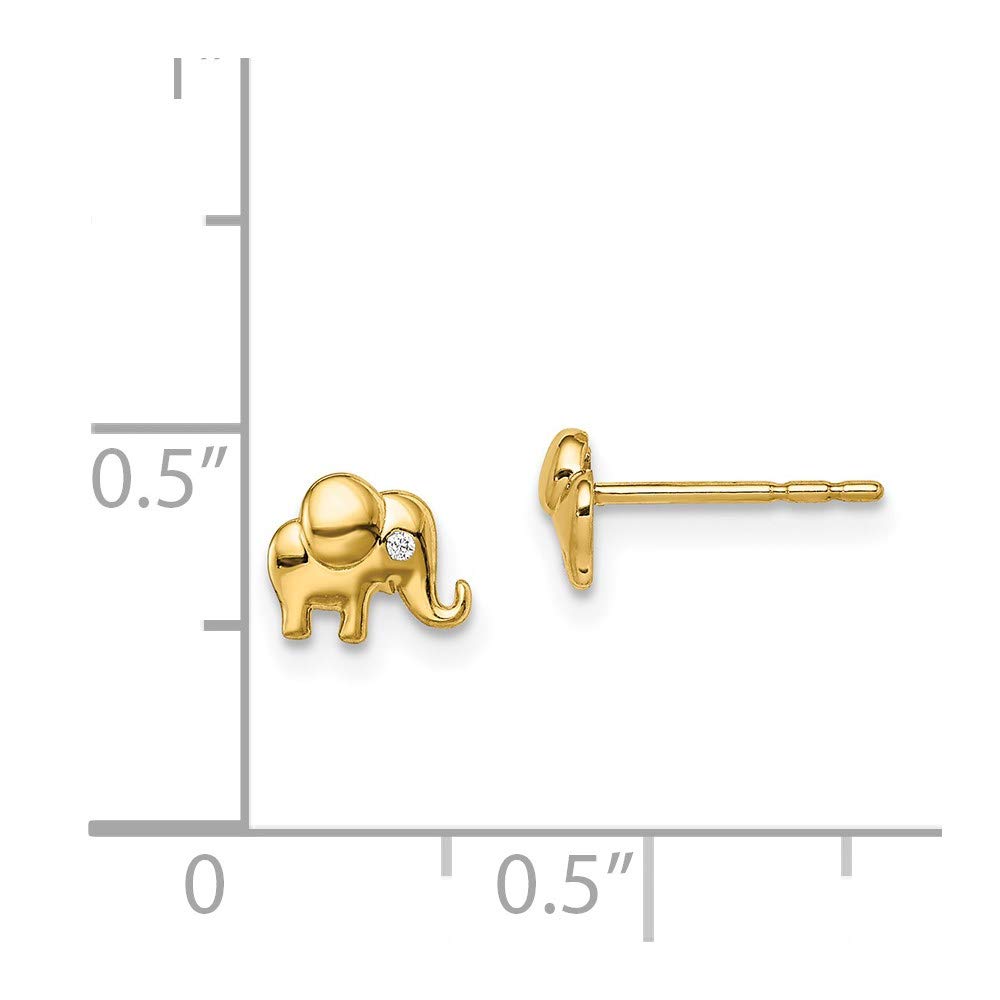 14K Yellow Gold Cubic Zirconia Elephant Post Earrings for Women - Elegant Fine Jewelry Gift for Her - Perfect for Weddings, Anniversaries & Special Occasions