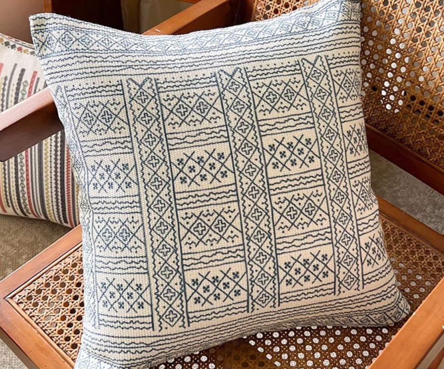 Bohemian Geometric Abstract Throw Pillows - Modern Decorative Sofa & Couch Pillow Covers - Oriental Square Accent Pillows for Living Room, Bedroom Decor