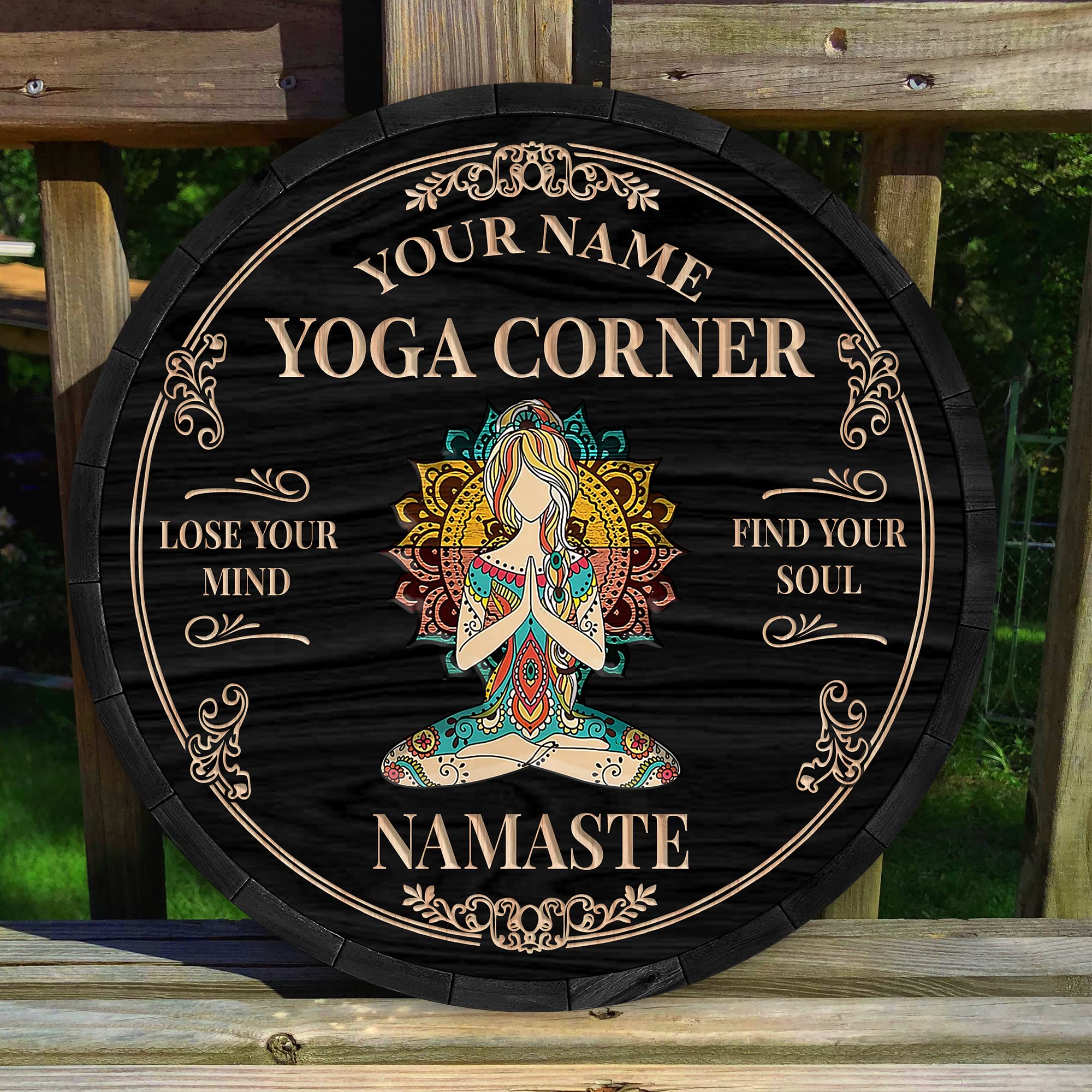 Custom Yoga Sign - Personalized Namaste Wall Art for Yoga Instructors & Lovers | Thoughtful Yoga Teacher Gift | Zen Studio Decor for Home, Office & Meditation Spaces