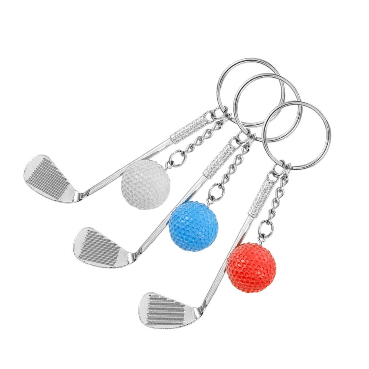 WHAMVOX 3-Piece Golf Ball Keychain Set - Metal Key Ring with Golf Ball Marker - Sports-Themed Backpack Pendant for Golf Enthusiasts - Perfect for Golf Bags, Backpacks, and Keychains