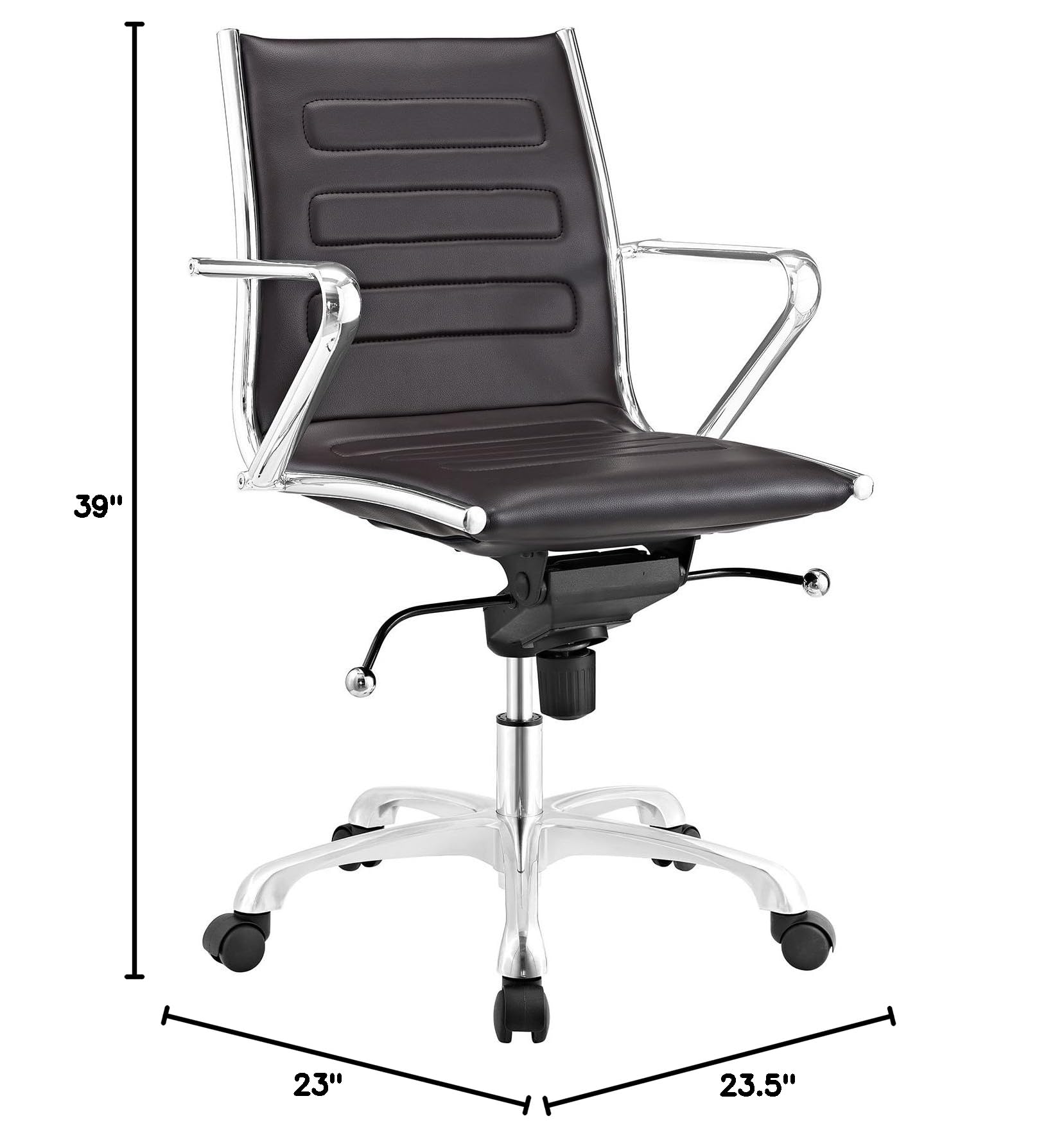 Modway Ascend Brown Faux Leather Adjustable Swivel Office Chair - Ergonomic Desk Chair for Home & Office Workspace, Gaming, Study, and Conference Room Use