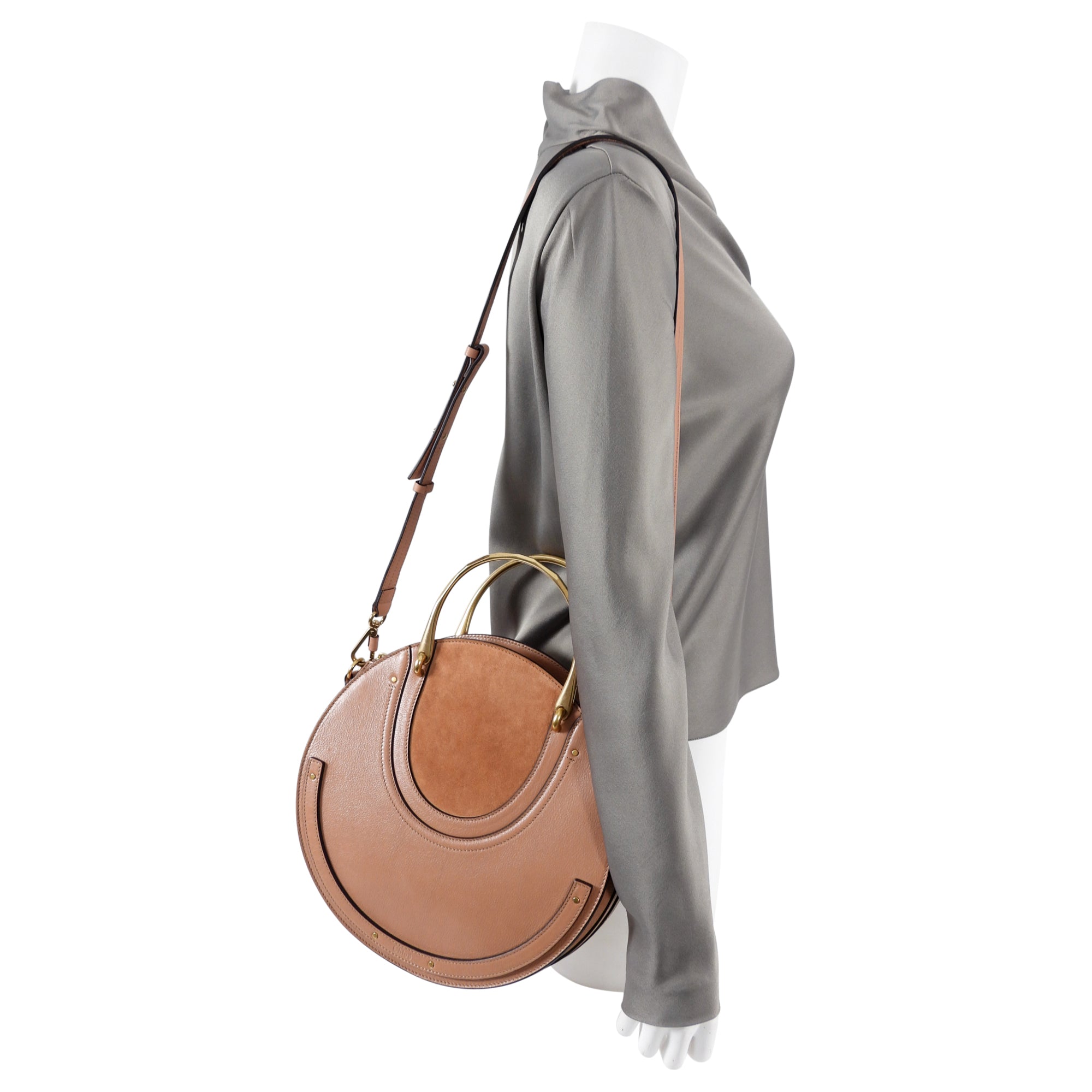 Chloe Large Nougat Leather Round Pixie Bag - Stylish Women's Shoulder Handbag for Work, Travel & Evening Out