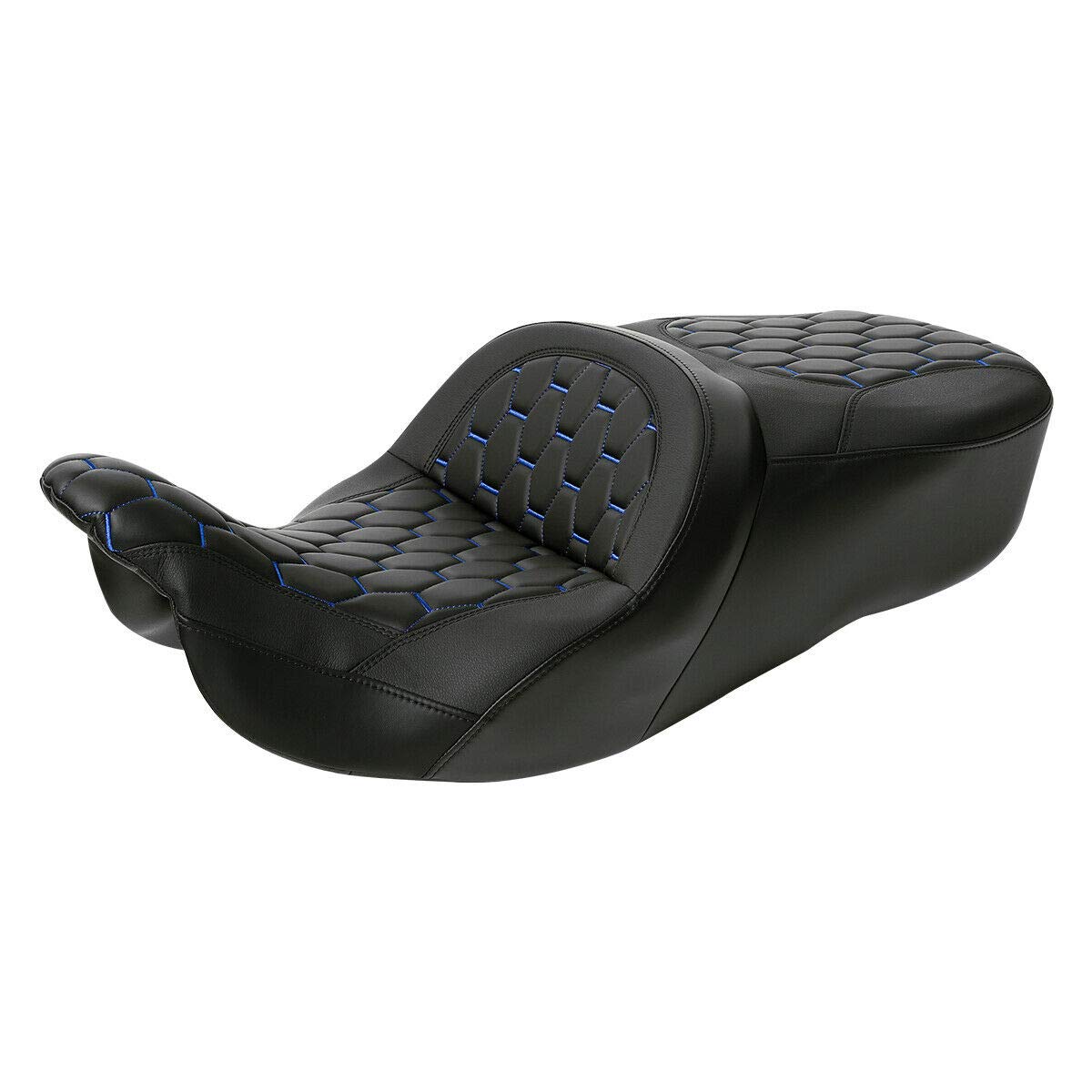 Premium Two-Up One-Piece Rider Passenger Seat for Harley Touring Models (Road King, Street Glide, Road Glide 2009-2023, Electra Glide, Tri Glide, Ultra Classic 2009-2013) - Comfortable Long-Distance Riding & Passenger Safety for Cruiser Motorcycles