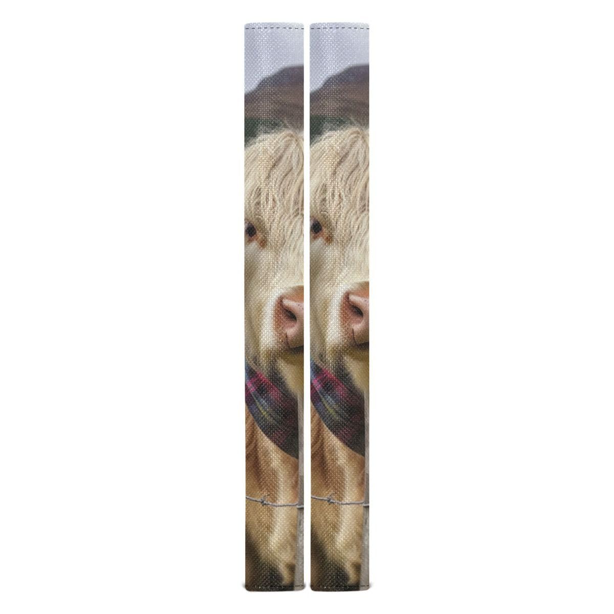 2Pcs Cute White Highland Cow Refrigerator Handle Covers - Non-Slip Kitchen Appliance Decor for Fridge, Oven, Dishwasher - Fingerprint Resistant & Child-Safe - Perfect for Farmhouse & Rustic Kitchen Decor