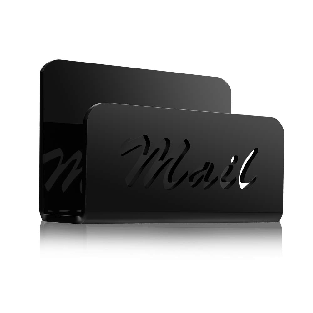 Black Mail Organizer & Letter Holder - Desktop Mail Sorter for Home, Office & Kitchen Counter | Perfect for Bills, Documents & Office Supplies Organization