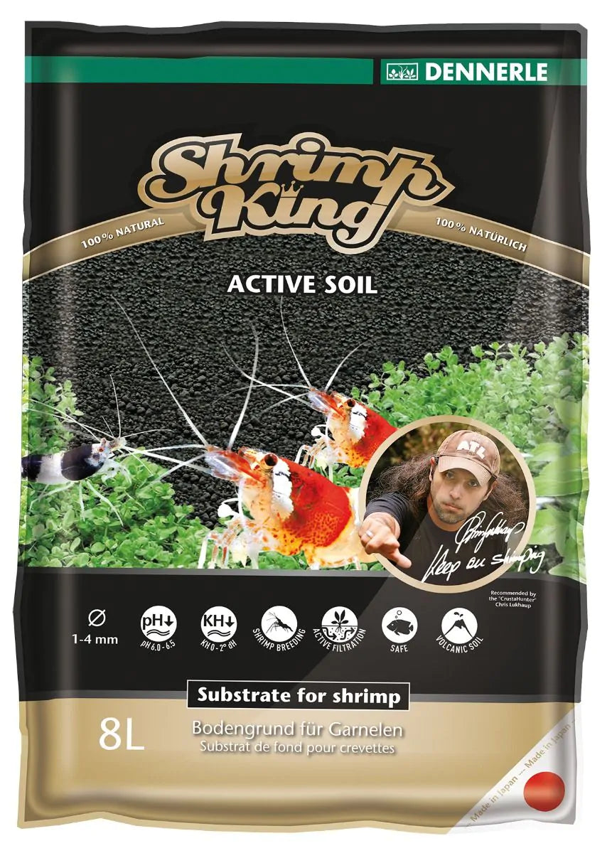 Dennerle Shrimp King Active Soil for Freshwater Shrimp Tanks - 4L & 8L Options | Ideal for Crystal Red Shrimp, Cherry Shrimp & Nano Aquariums