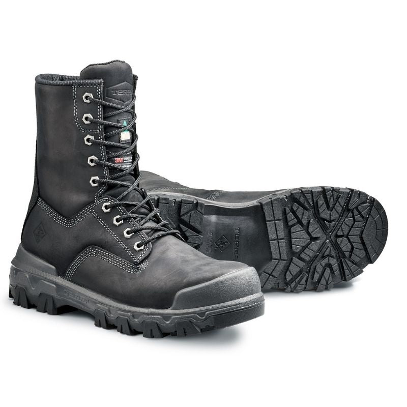 Terra Sentry 2020 Men's 8 Composite Toe Work Boots - Safety Steel Toe Work Shoes with Bumper Toe Protection, Black - Ideal for Construction, Warehouse & Outdoor Work