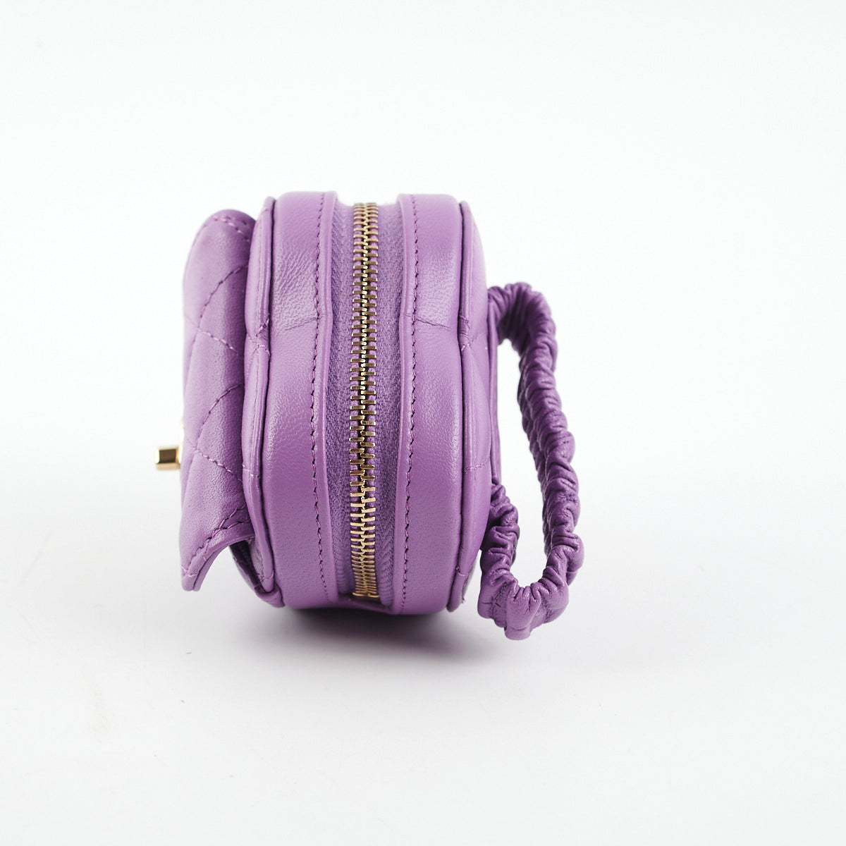 Chanel Lambskin Heart Zipped Arm Coin Purse Wallet in Purple - Perfect for Parties, Date Nights & Luxury Gift Giving