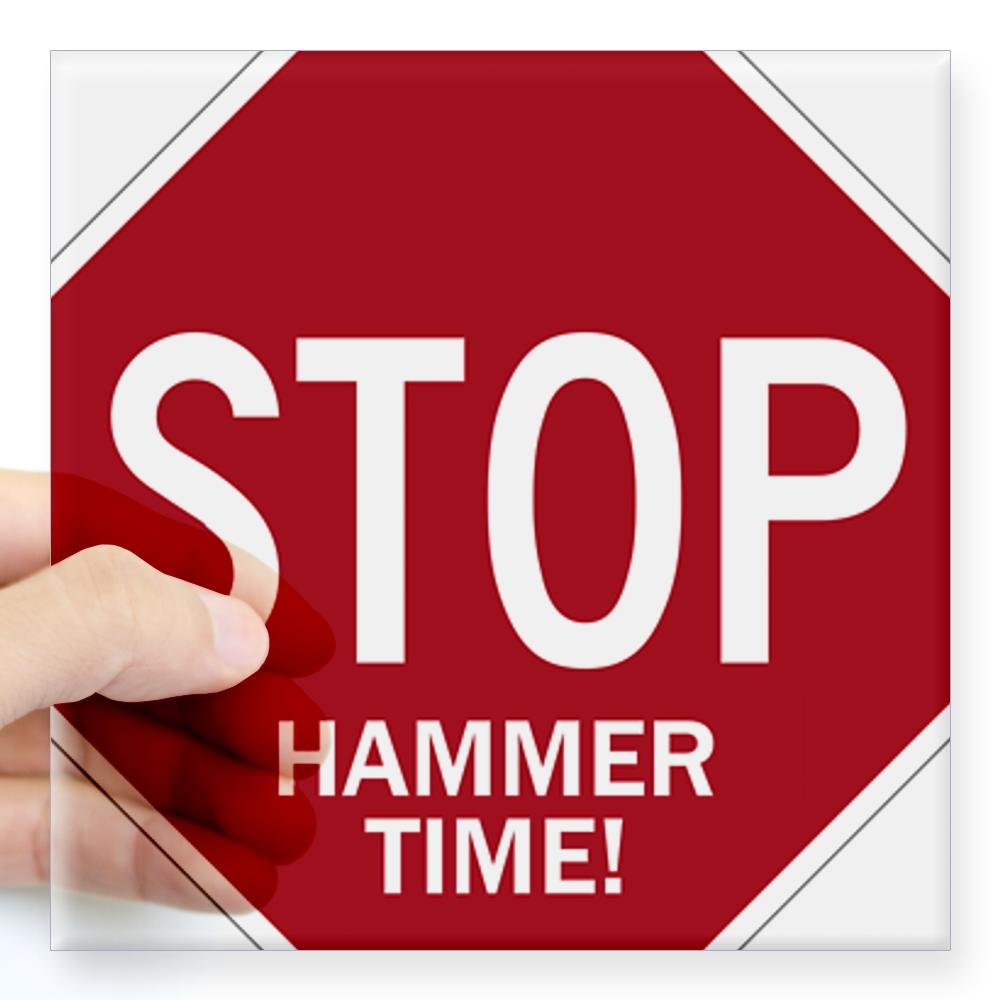 Hammer Time Square Bumper Sticker - Funny Car Decal for Windows, Laptops & DIY Projects - Durable Vinyl Sticker for Cars, Trucks & Personalization