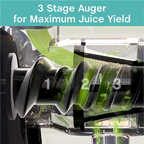 West Bend Cold Press Masticating Juicer Machine - 150W Quiet Motor with Anti-Clog & Reverse Function for Nutrient-Rich Juices - Perfect for Fruits, Vegetables, Leafy Greens - Ideal for Healthy Breakfasts, Detox Drinks & Family Nutrition (Red)