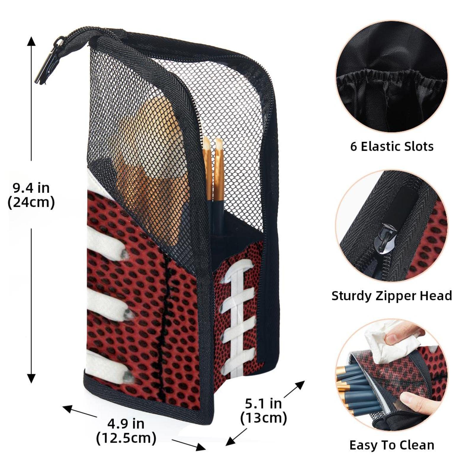 12-Piece Makeup Brush Organizer Bag with Football Texture - Portable Travel Cosmetic Brush Holder Case for Makeup Artists & On-the-Go Beauty Enthusiasts (Perfect for Gym Bags, Travel Kits & Vanity Organization)