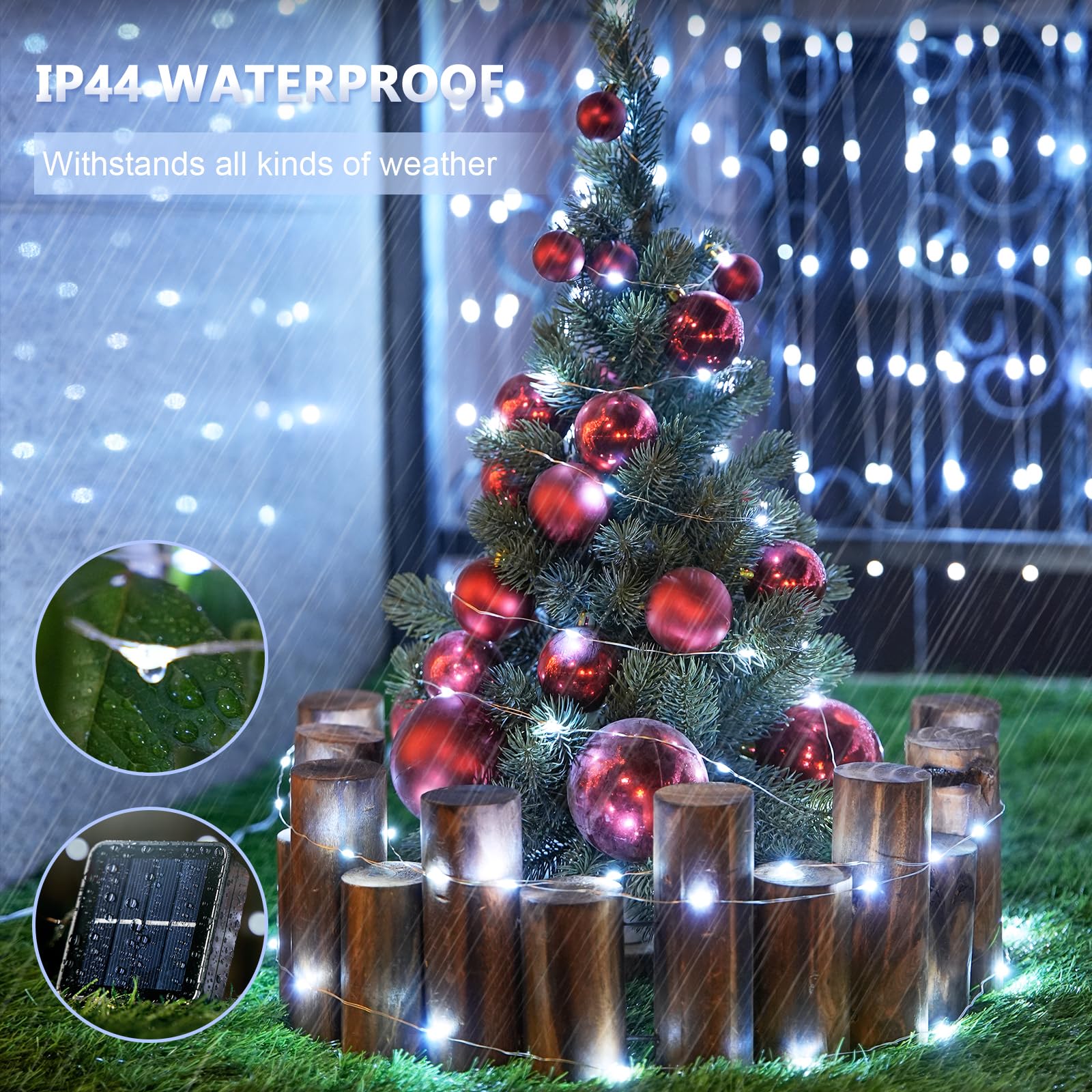 JMEXSUSS 400 LED Solar Christmas Lights Outdoor Waterproof - 2 Pack 66ft Solar String Lights with 8 Modes, Solar Fairy Lights for Yard, Patio, Tree, Christmas Decor - Perfect for Holiday, Garden, and Party Lighting