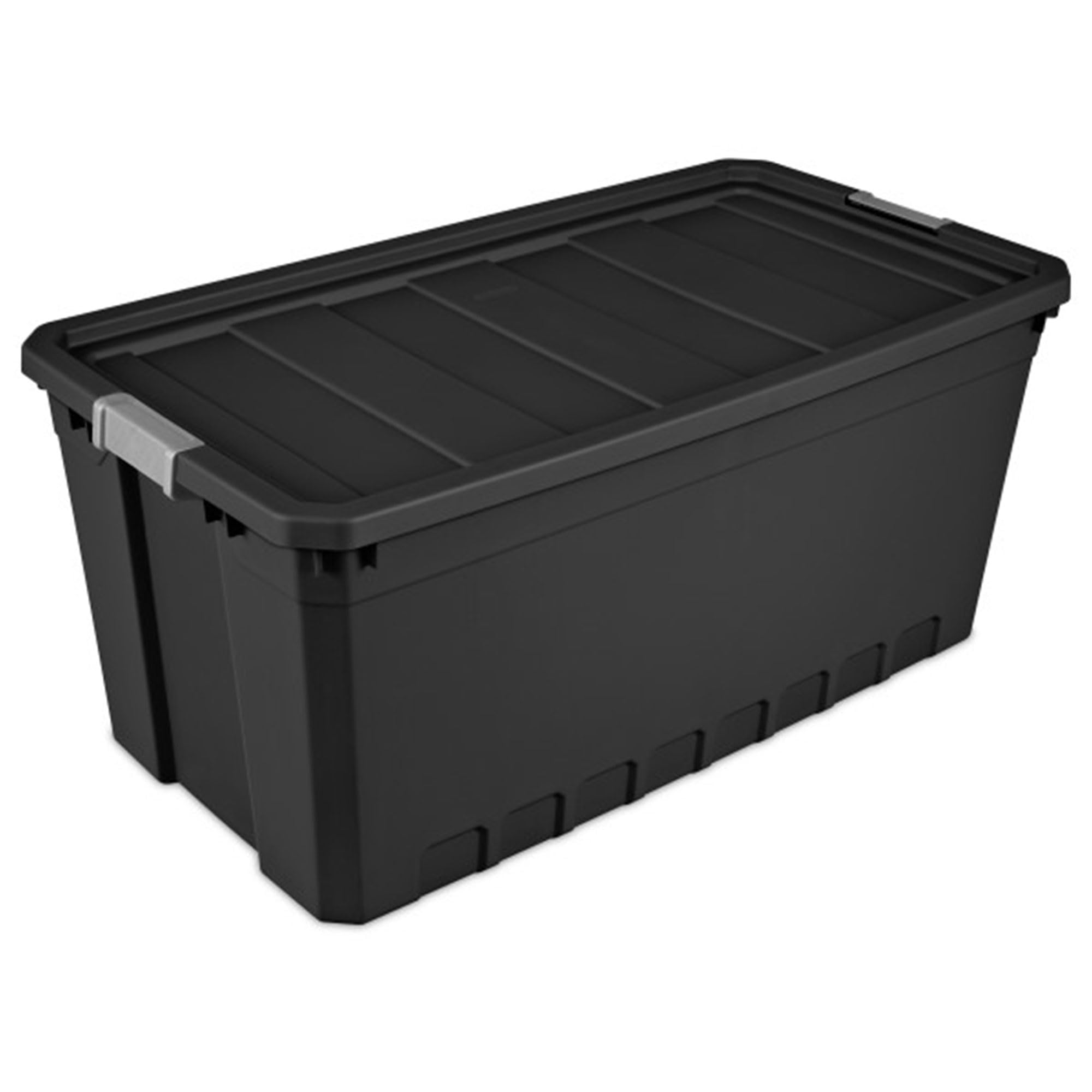 Sterilite 6-Pack 50 Gallon Black Plastic Storage Bins with Lids - Stackable Organizing Containers for Home, Garage & Office Storage Solutions