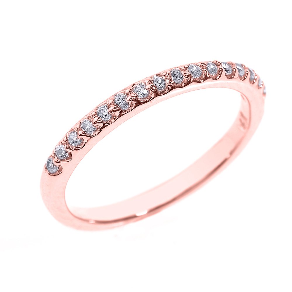 14K Rose Gold Diamond Stackable Wedding Band Ring for Women - Elegant Bridal Jewelry for Engagement, Anniversary & Everyday Wear